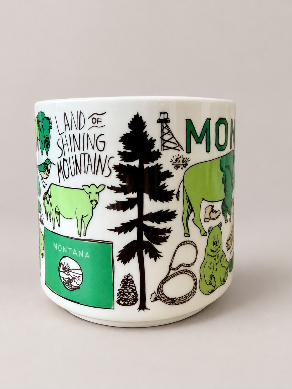 Starbucks Montana Mug Rocky Mountains Bison Bear Camping Green Ceramic - Picture 3 of 5